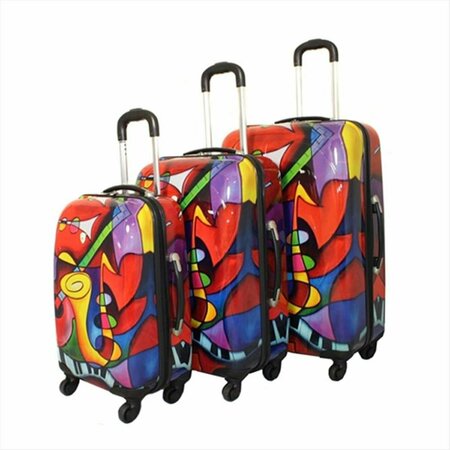 QUALITRY LUGGAGE Lightweight Hardside Spinner Upright Luggage Set- Jazz Medley - 3 Piece QU2943693